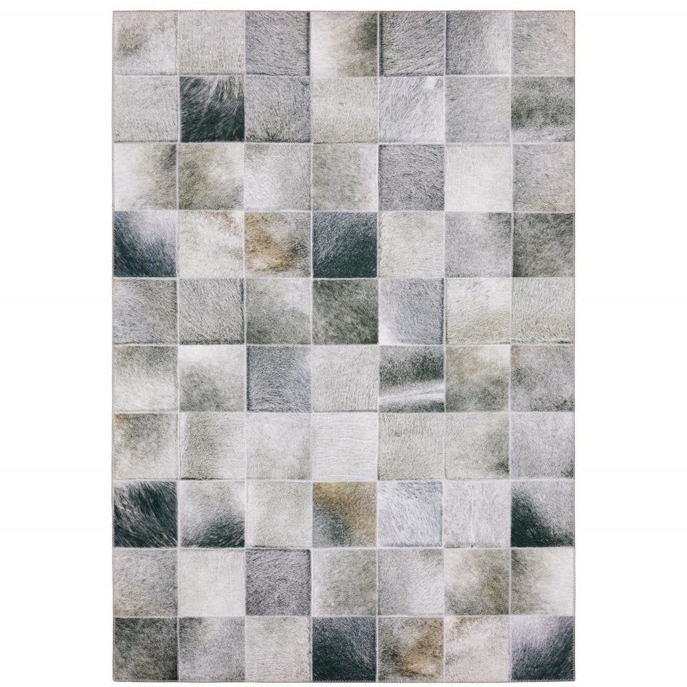 9' X 12' Gray And Charcoal Geometric Area Rug