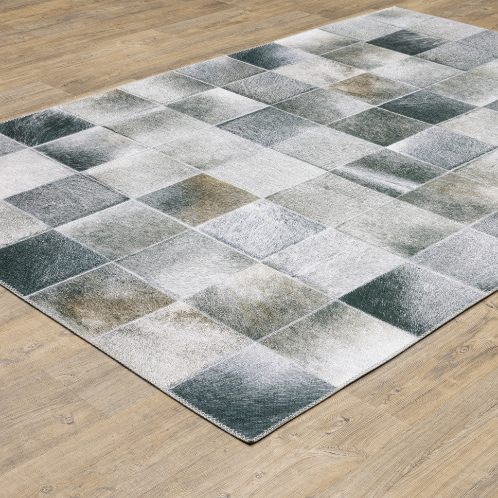9' X 12' Grey Charcoal Brown And Beige Geometric Power Loom Stain Resistant Area Rug