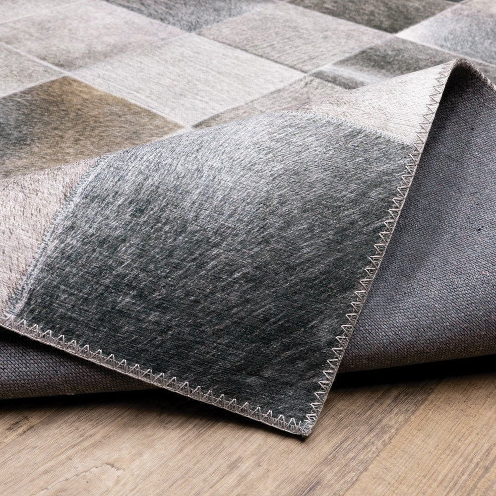9' X 12' Gray And Charcoal Geometric Area Rug
