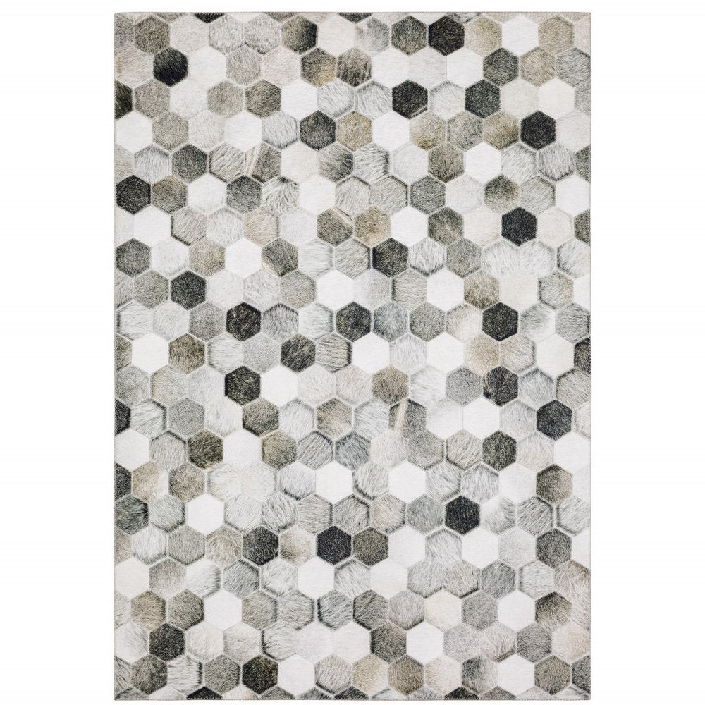 9' X 12' Gray And Charcoal Geometric Area Rug