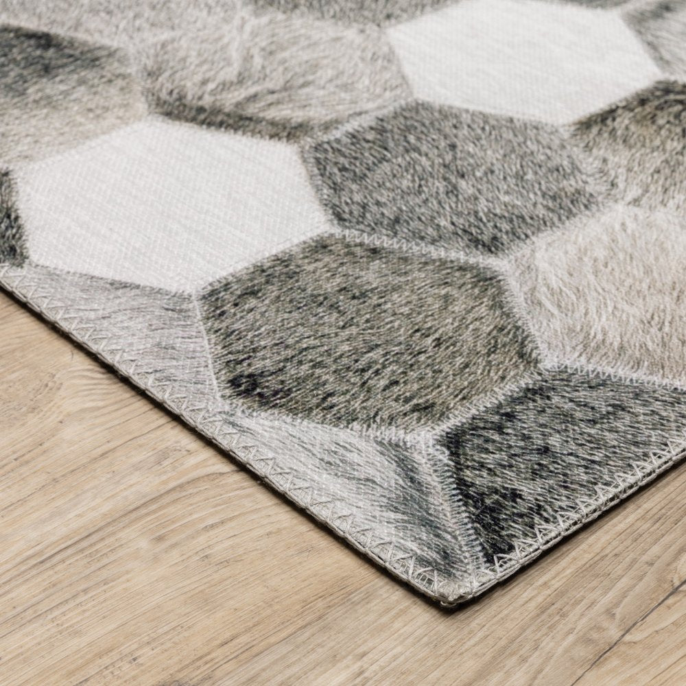 9' X 12' Gray And Charcoal Geometric Area Rug