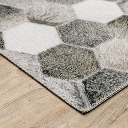 9' X 12' Gray And Charcoal Geometric Area Rug