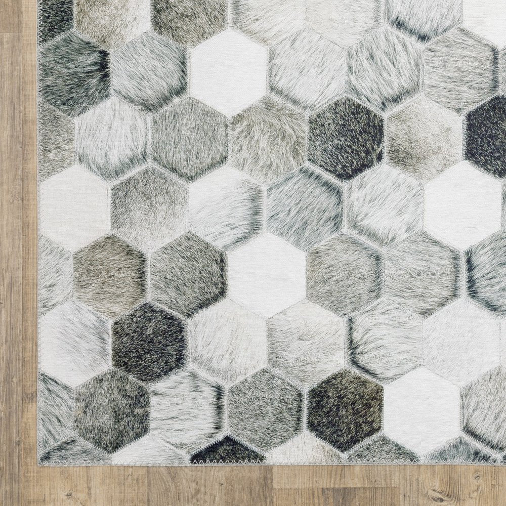 9' X 12' Gray And Charcoal Geometric Area Rug