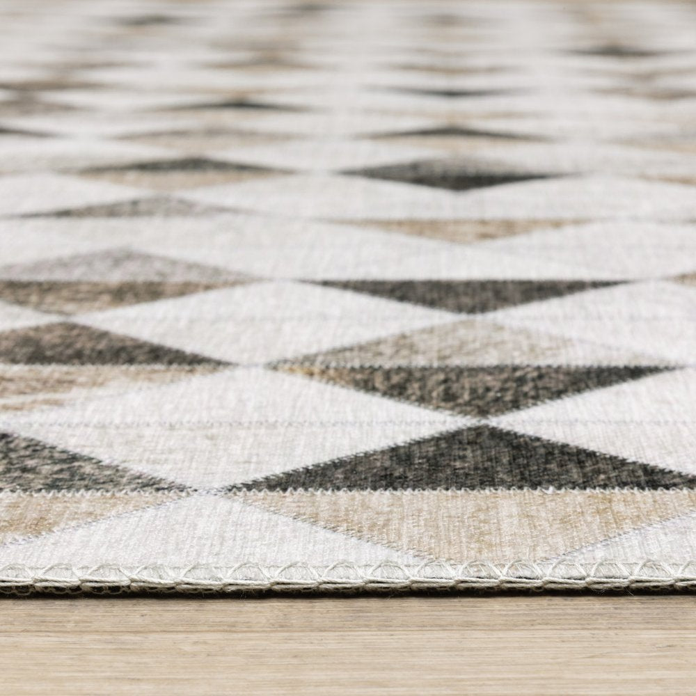 8' X 10' Beige And Gray Geometric Area Rug