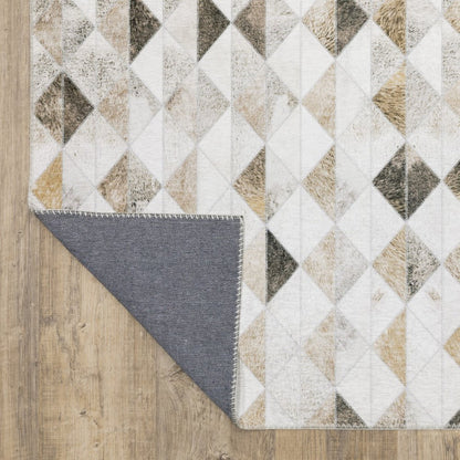 8' X 10' Beige And Gray Geometric Area Rug
