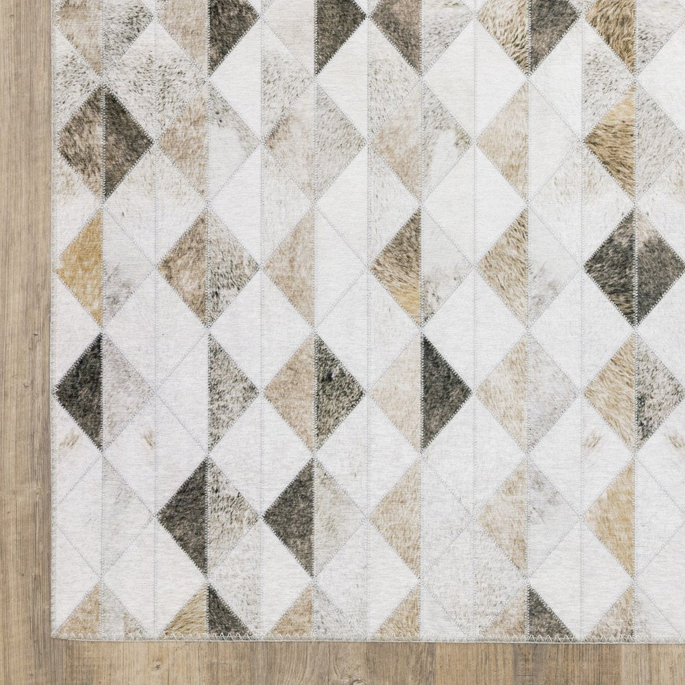 8' X 10' Beige And Gray Geometric Area Rug