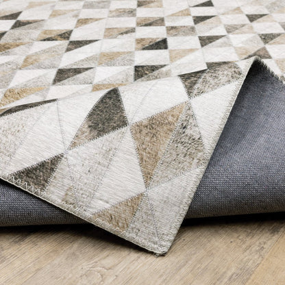 9' X 12' Beige And Gray Geometric Area Rug