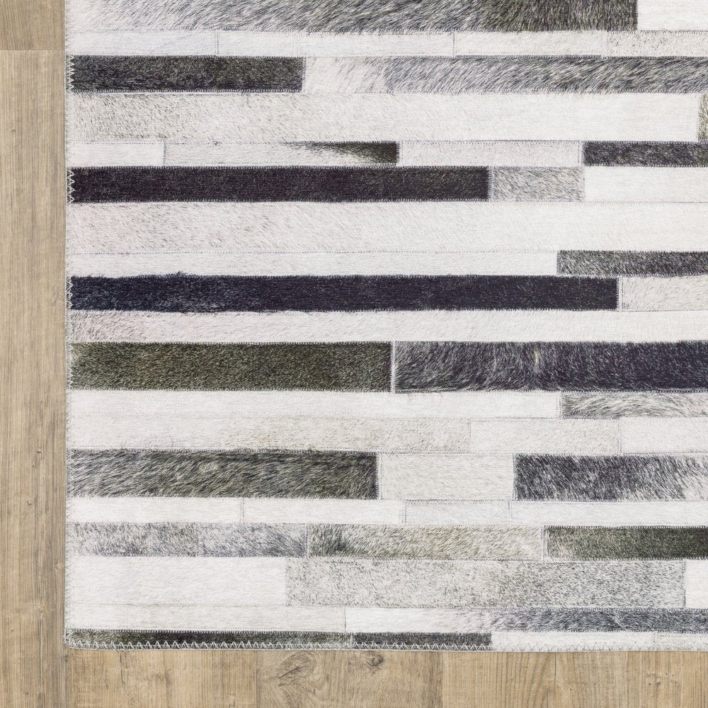 8' X 10' Gray And Charcoal Geometric Area Rug