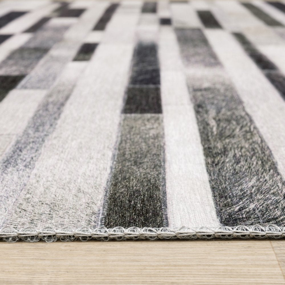 9' X 12' Gray And Charcoal Geometric Area Rug