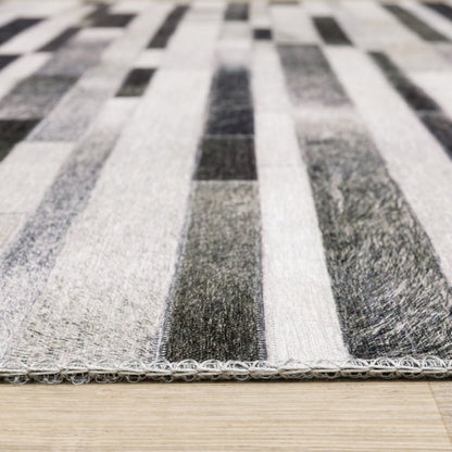 9' X 12' Gray And Charcoal Geometric Area Rug