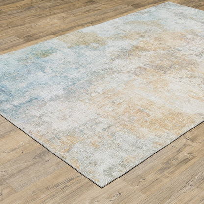 8' X 10' Blue and Beige Abstract Power Loom Area Rug