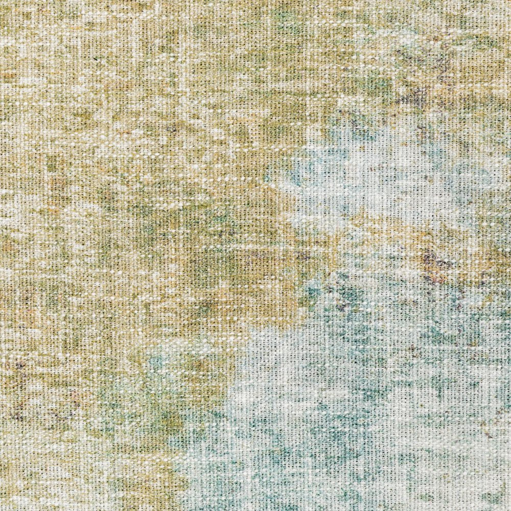 9' X 12' Yellow And Blue Abstract Area Rug