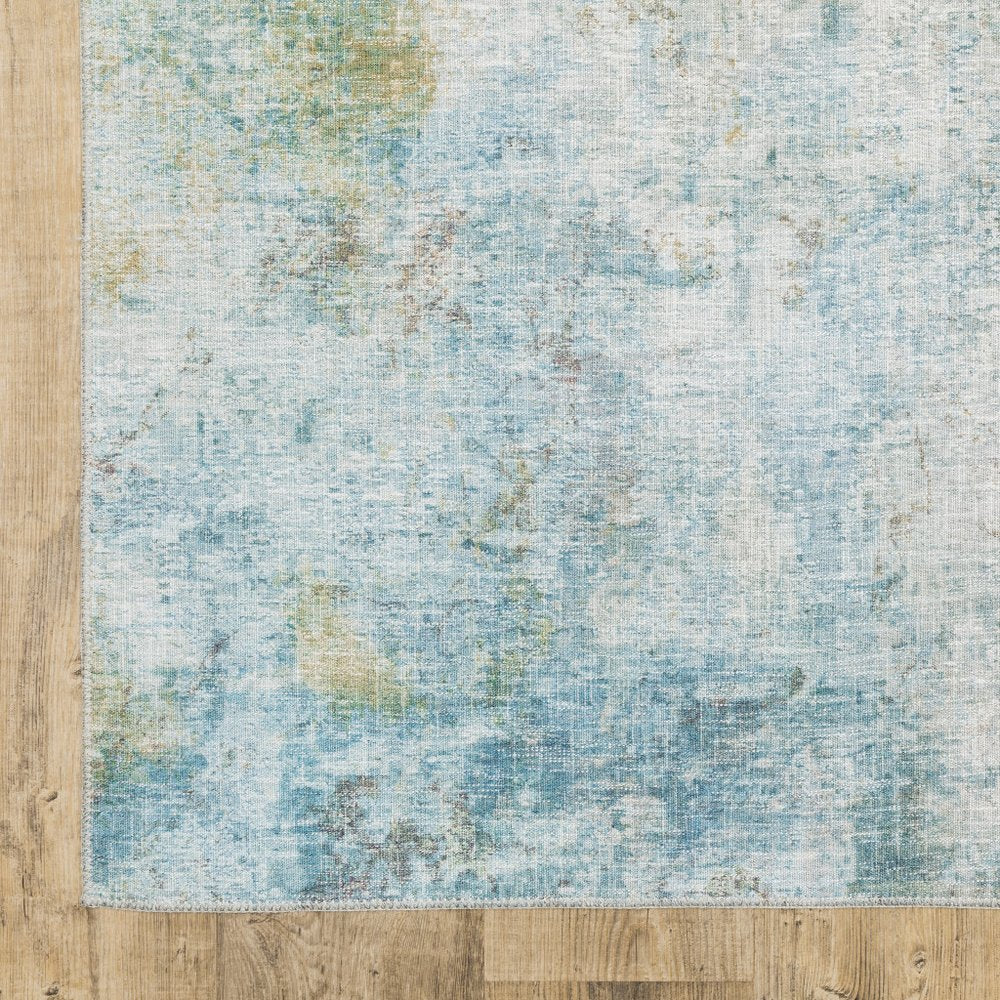 9' X 12' Yellow And Blue Abstract Area Rug
