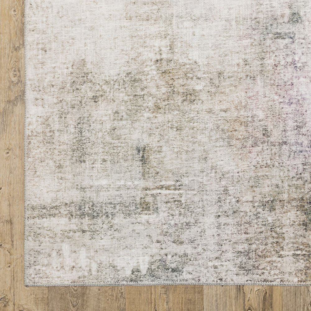 8' X 10' Blue And Beige Abstract Distressed Area Rug
