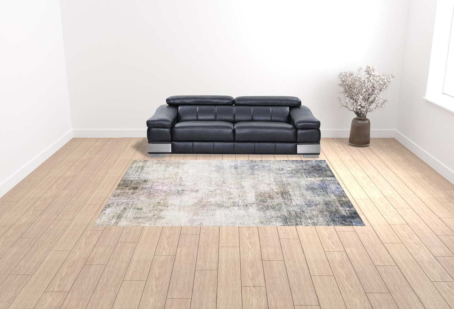 9' X 12' Beige Blue Grey Green Brown And Purple Abstract Power Loom Stain Resistant Area Rug