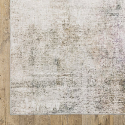 9' X 12' Blue And Beige Abstract Distressed Area Rug