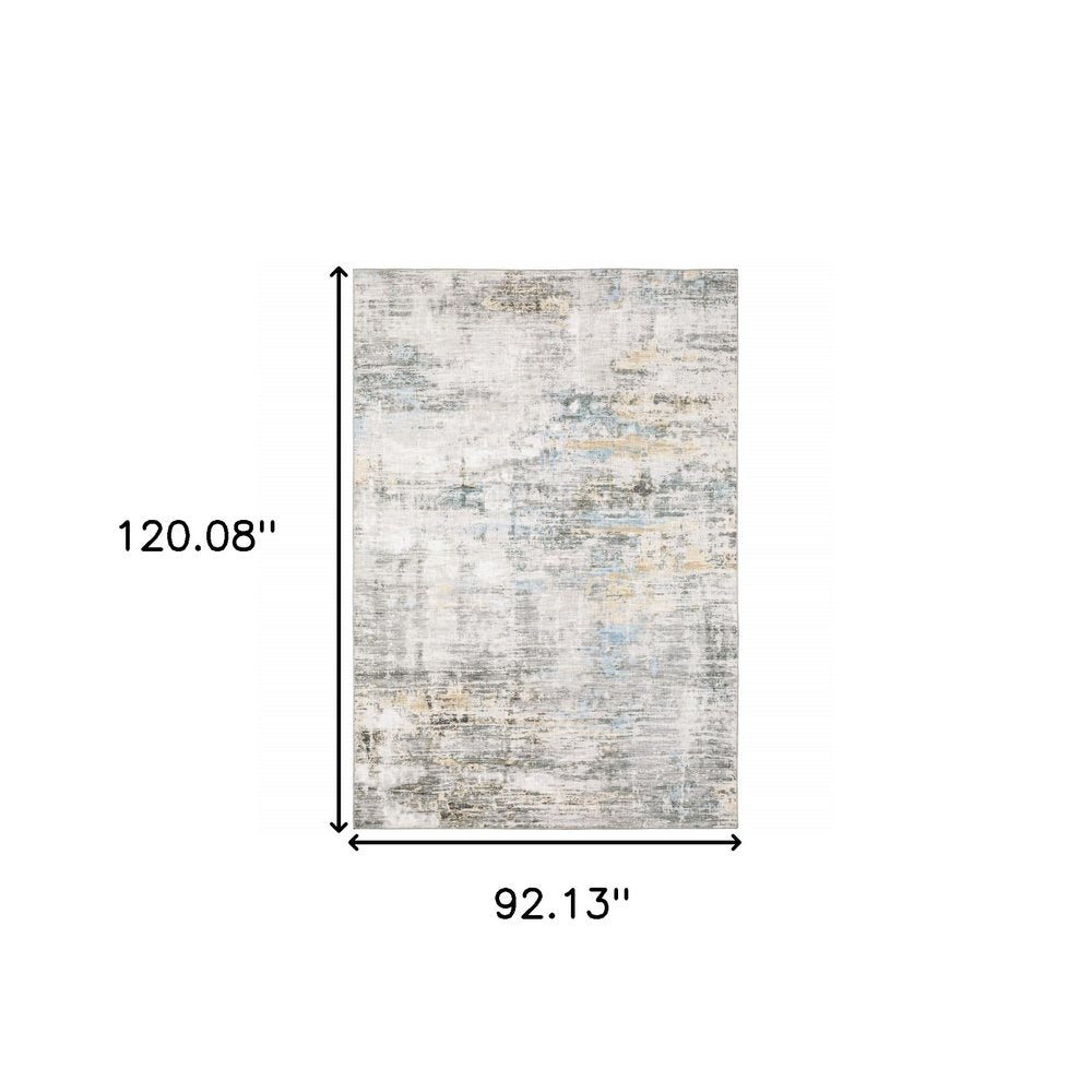 8' X 10' Beige And Gray Abstract Distressed Area Rug