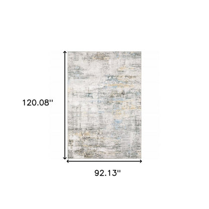 8' X 10' Beige And Gray Abstract Distressed Area Rug
