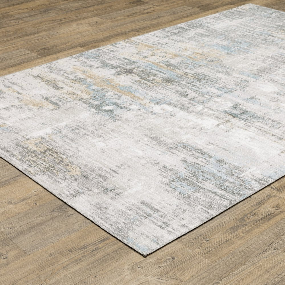 8' X 10' Beige And Gray Abstract Distressed Area Rug