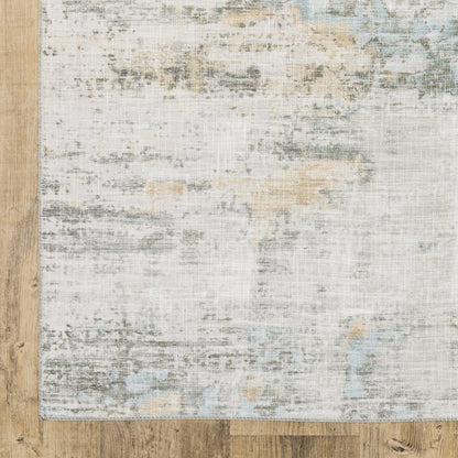 8' X 10' Beige And Gray Abstract Distressed Area Rug