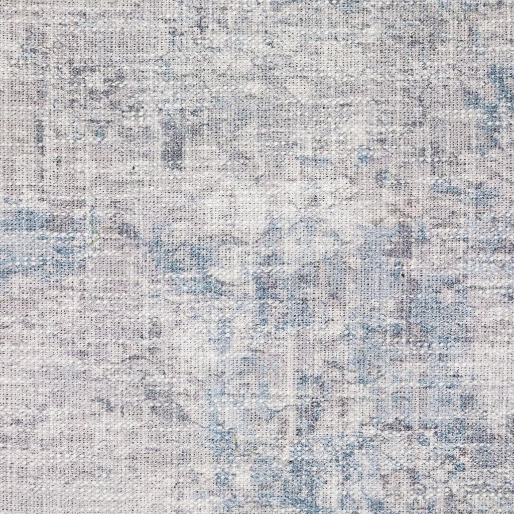 2' X 8' Grey And Blue Abstract Power Loom Stain Resistant Runner Rug