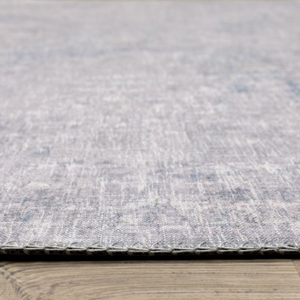 8' X 10' Grey And Blue Abstract Power Loom Stain Resistant Area Rug