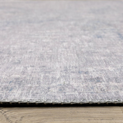 9' X 12' Blue And Gray Abstract Distressed Area Rug