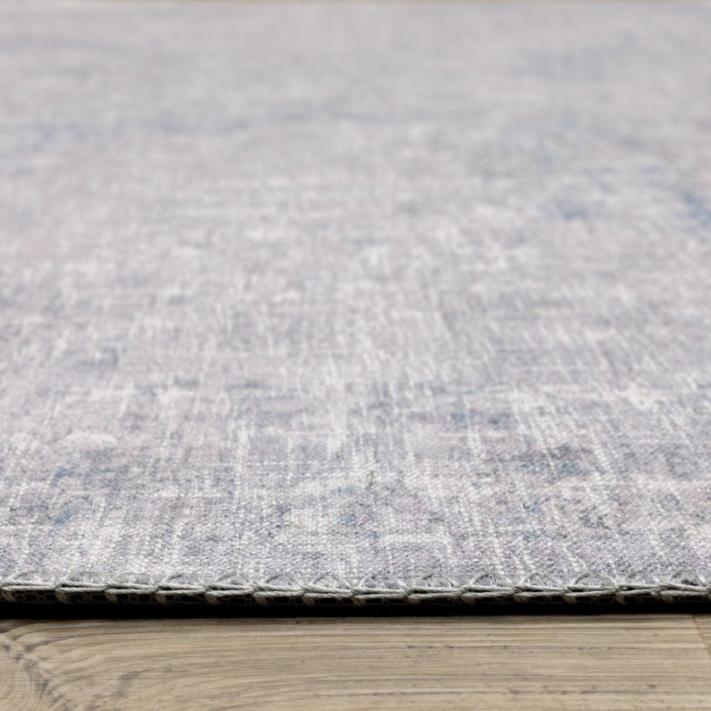 9' X 12' Blue And Gray Abstract Distressed Area Rug