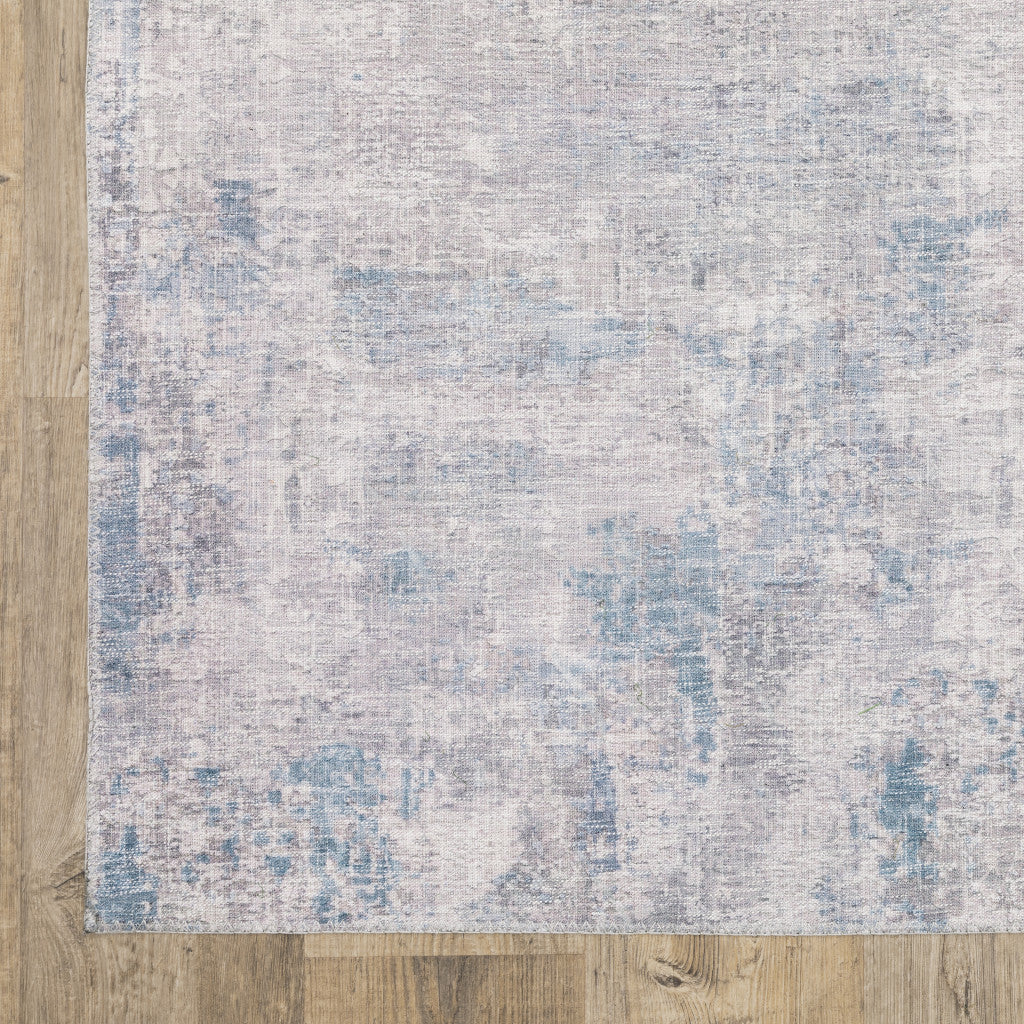 9' X 12' Grey And Blue Abstract Power Loom Stain Resistant Area Rug