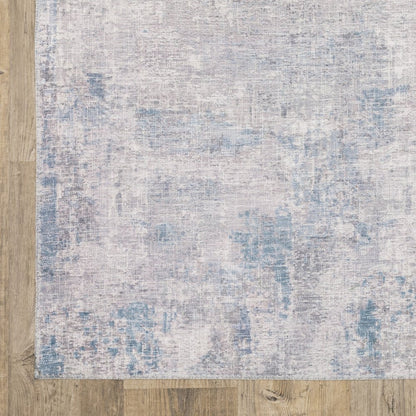 9' X 12' Blue And Gray Abstract Distressed Area Rug