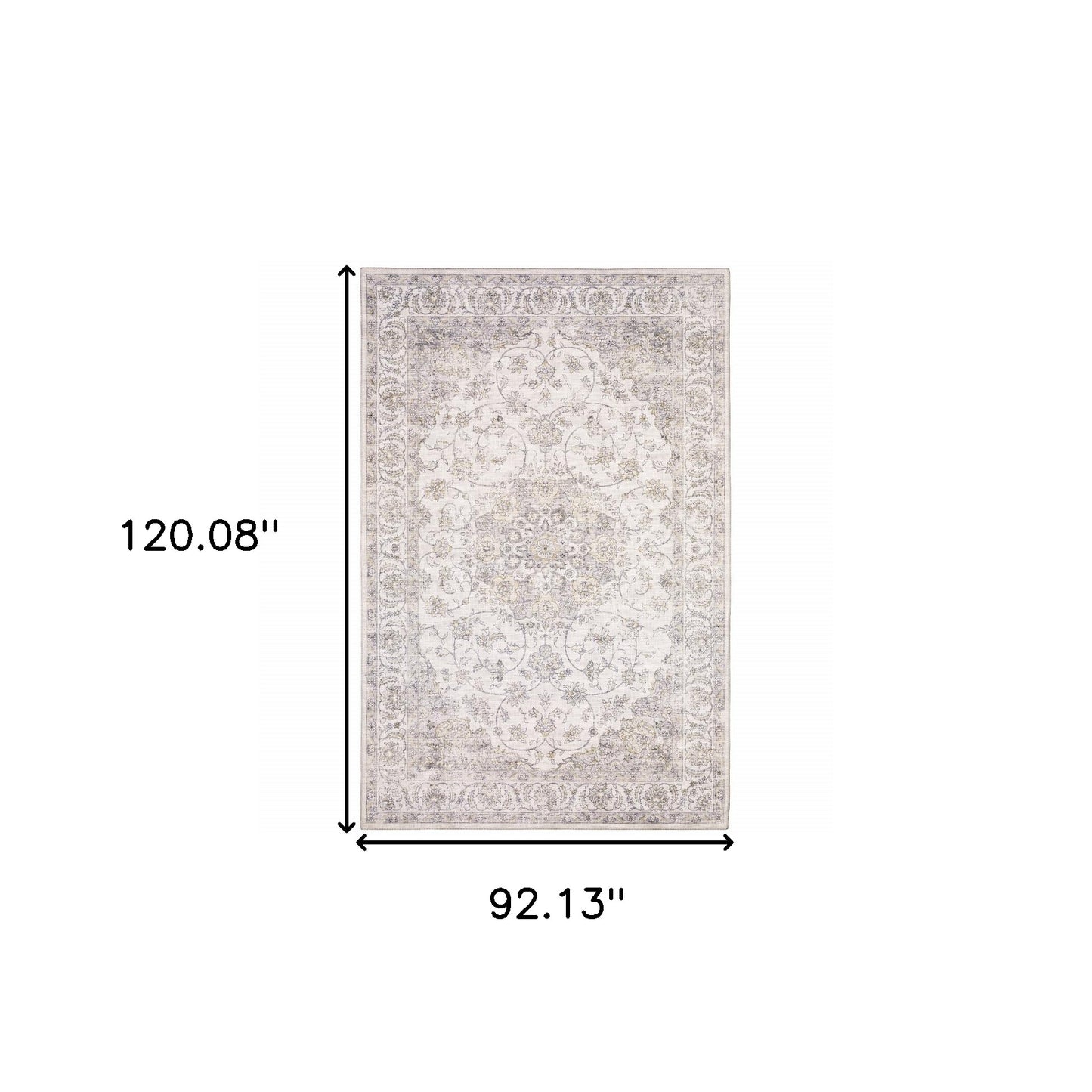 8' X 10' Beige and Ivory Oriental Power Loom Area Rug