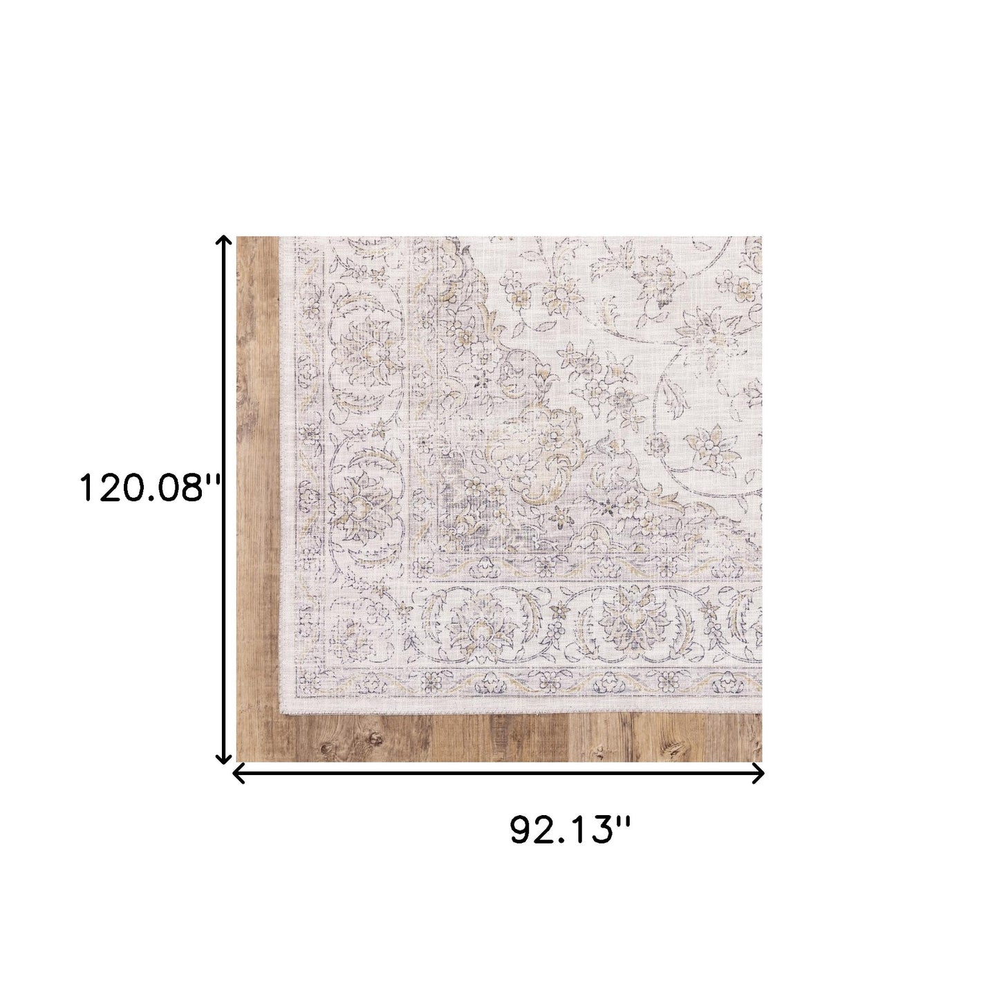 8' X 10' Beige Gold And Grey Oriental Power Loom Stain Resistant Area Rug