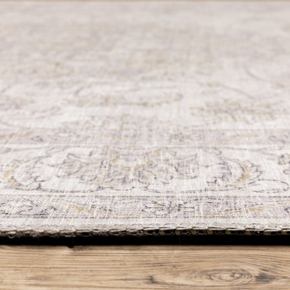 8' X 10' Beige And Gold Oriental Distressed Area Rug