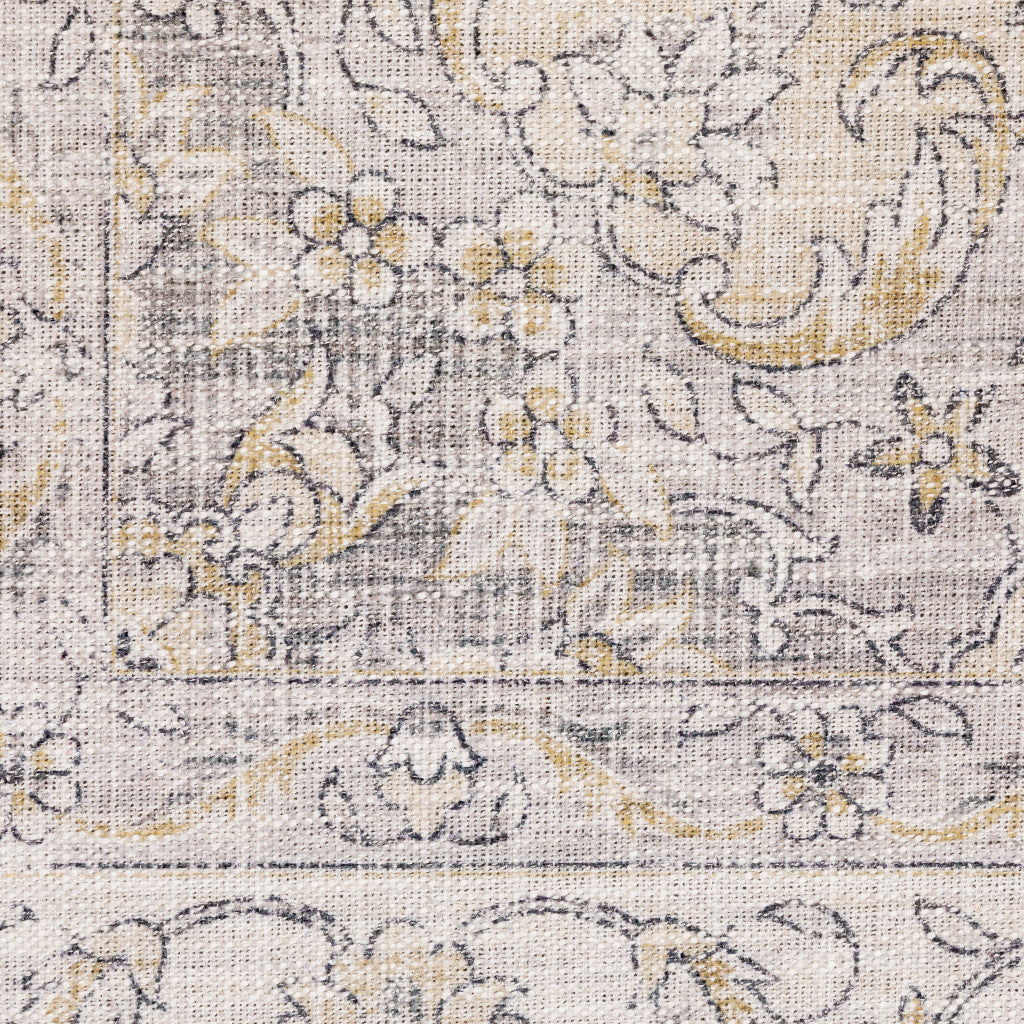 8' X 10' Beige Gold And Grey Oriental Power Loom Stain Resistant Area Rug