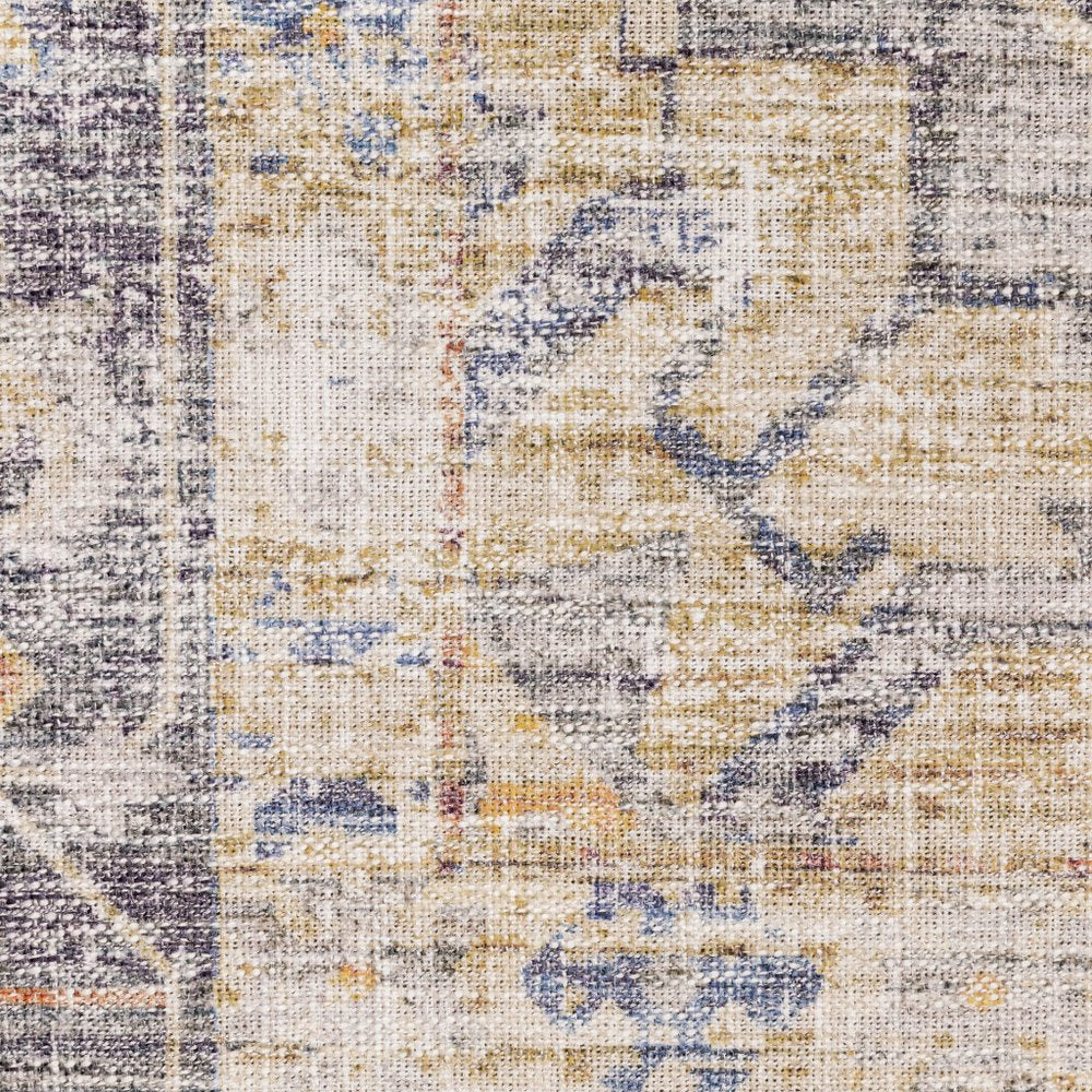 8' Blue And Gold Oriental Distressed Runner Rug