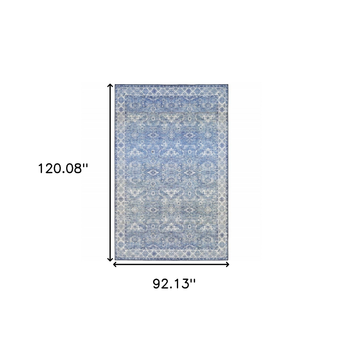 8' X 10' Blue and Gray Oriental Power Loom Area Rug