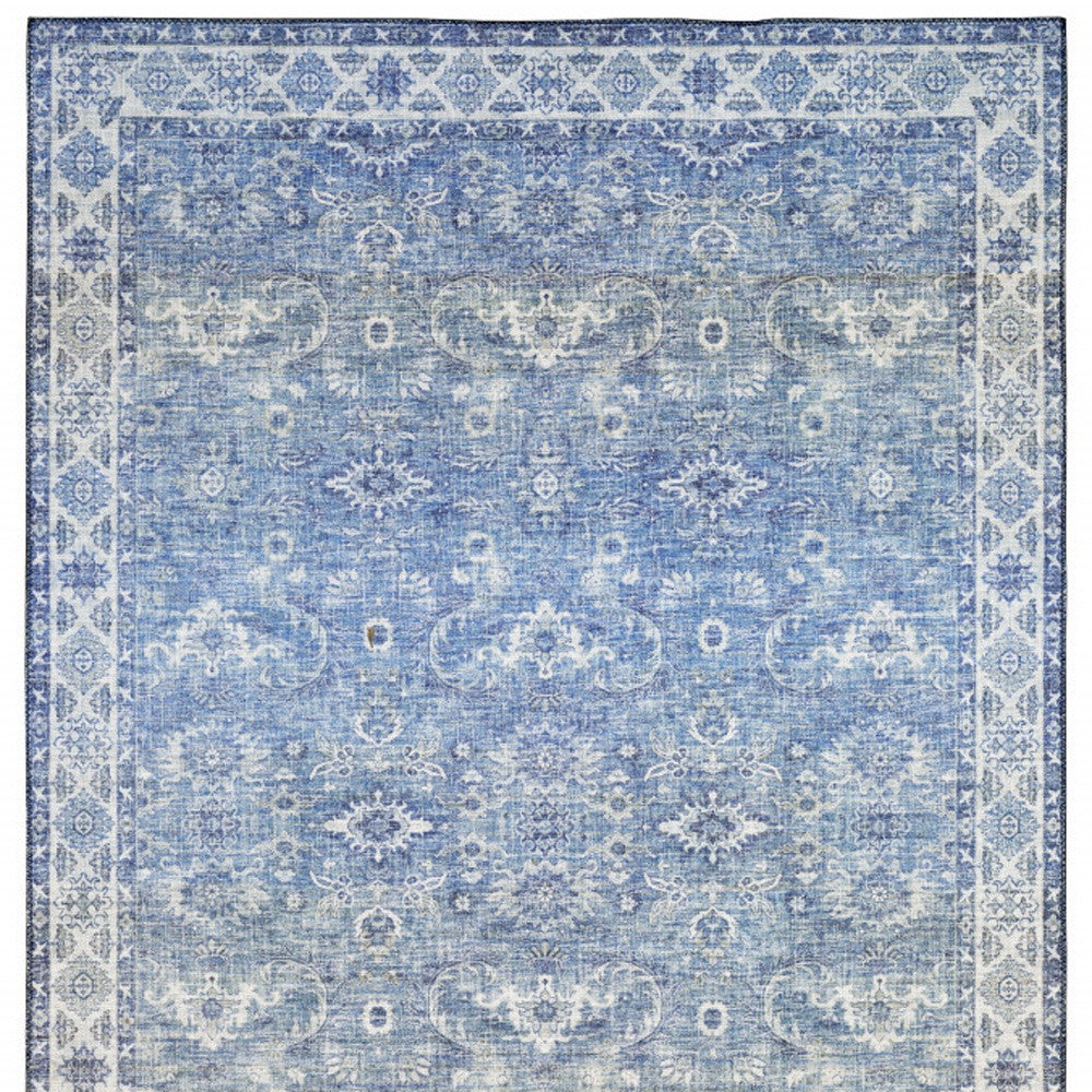 8' X 10' Blue and Gray Oriental Power Loom Area Rug