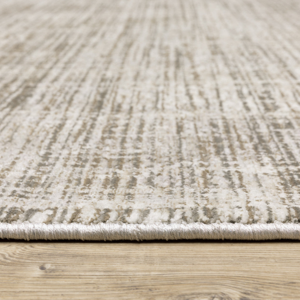 2' X 8' Beige Grey Ivory Tan And Brown Abstract Power Loom Stain Resistant Runner Rug