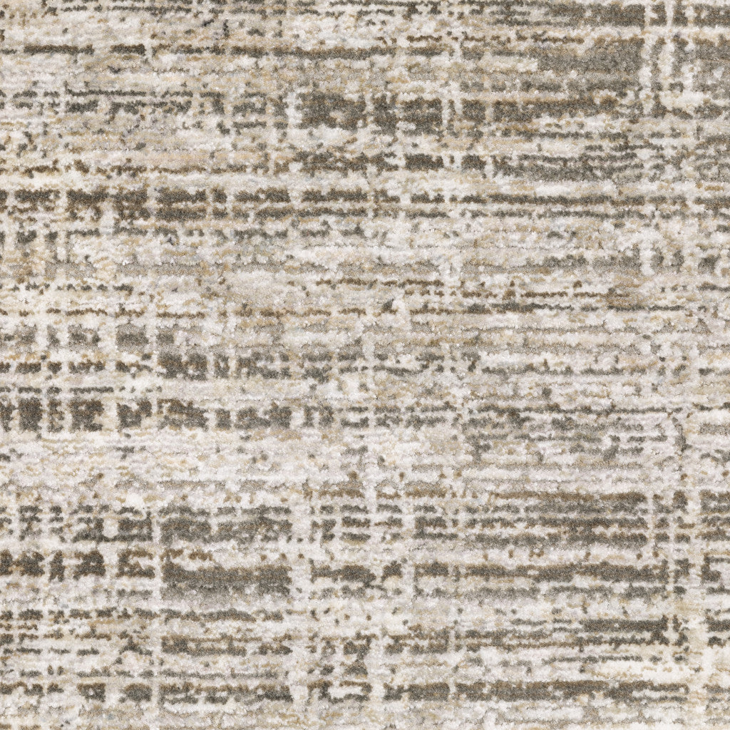 2' X 8' Beige Grey Ivory Tan And Brown Abstract Power Loom Stain Resistant Runner Rug