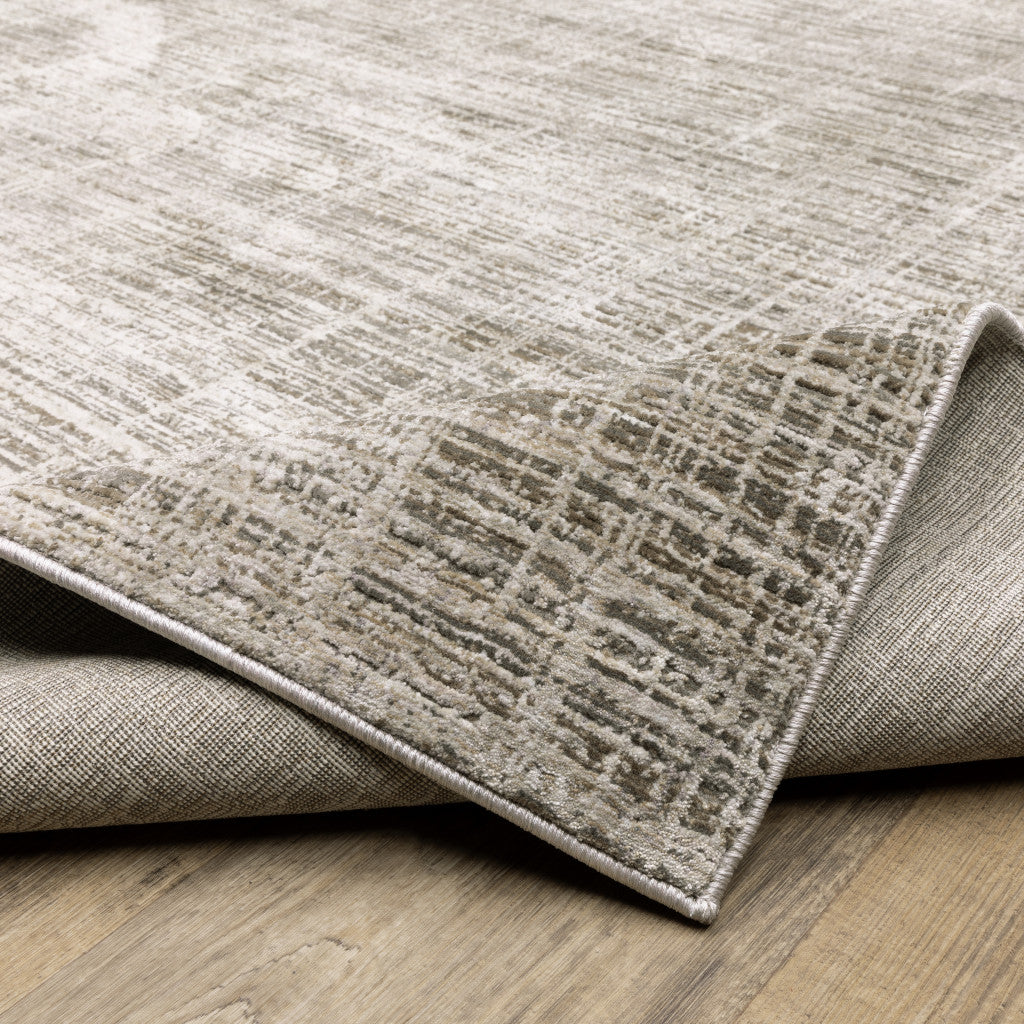 2' X 8' Beige Grey Ivory Tan And Brown Abstract Power Loom Stain Resistant Runner Rug