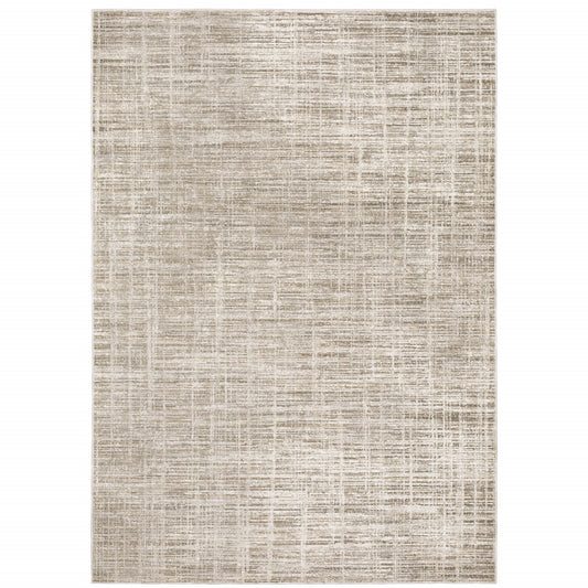 3' X 5' Beige Grey Ivory Tan And Brown Abstract Power Loom Stain Resistant Area Rug