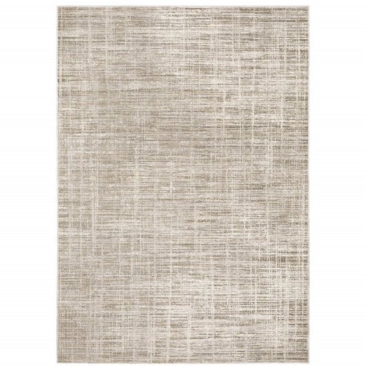 3' X 5' Beige Grey Ivory Tan And Brown Abstract Power Loom Stain Resistant Area Rug
