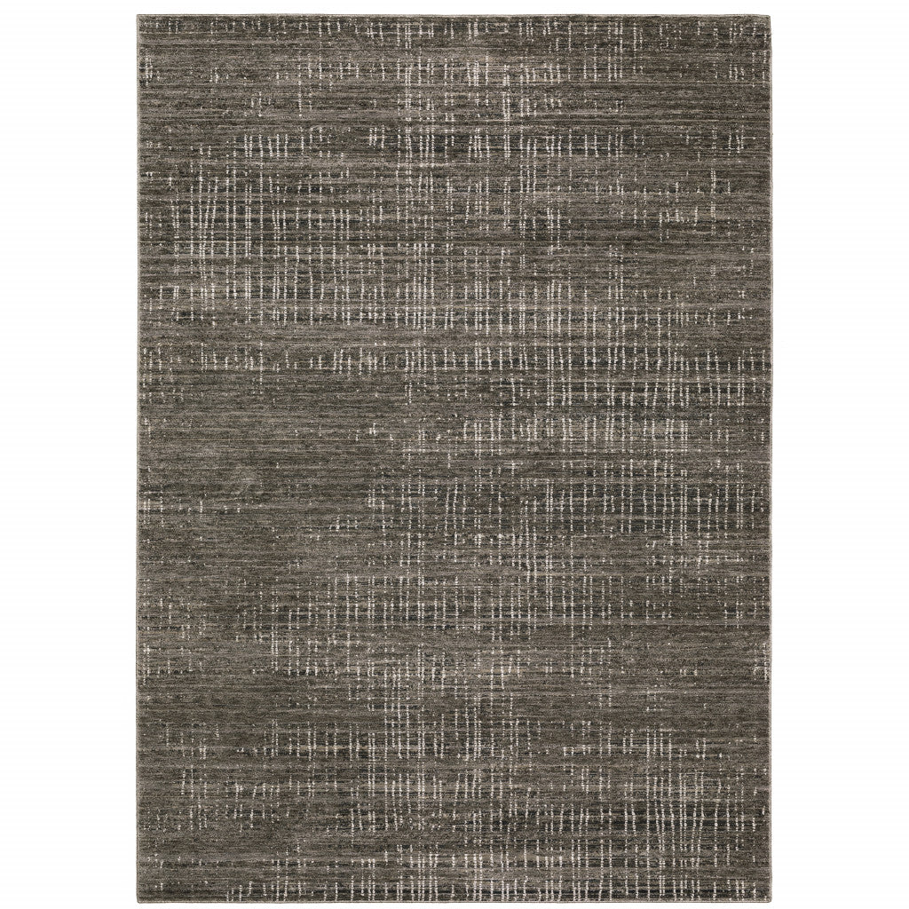 3' X 5' Charcoal Grey Grey Ivory Tan And Brown Abstract Power Loom Stain Resistant Area Rug