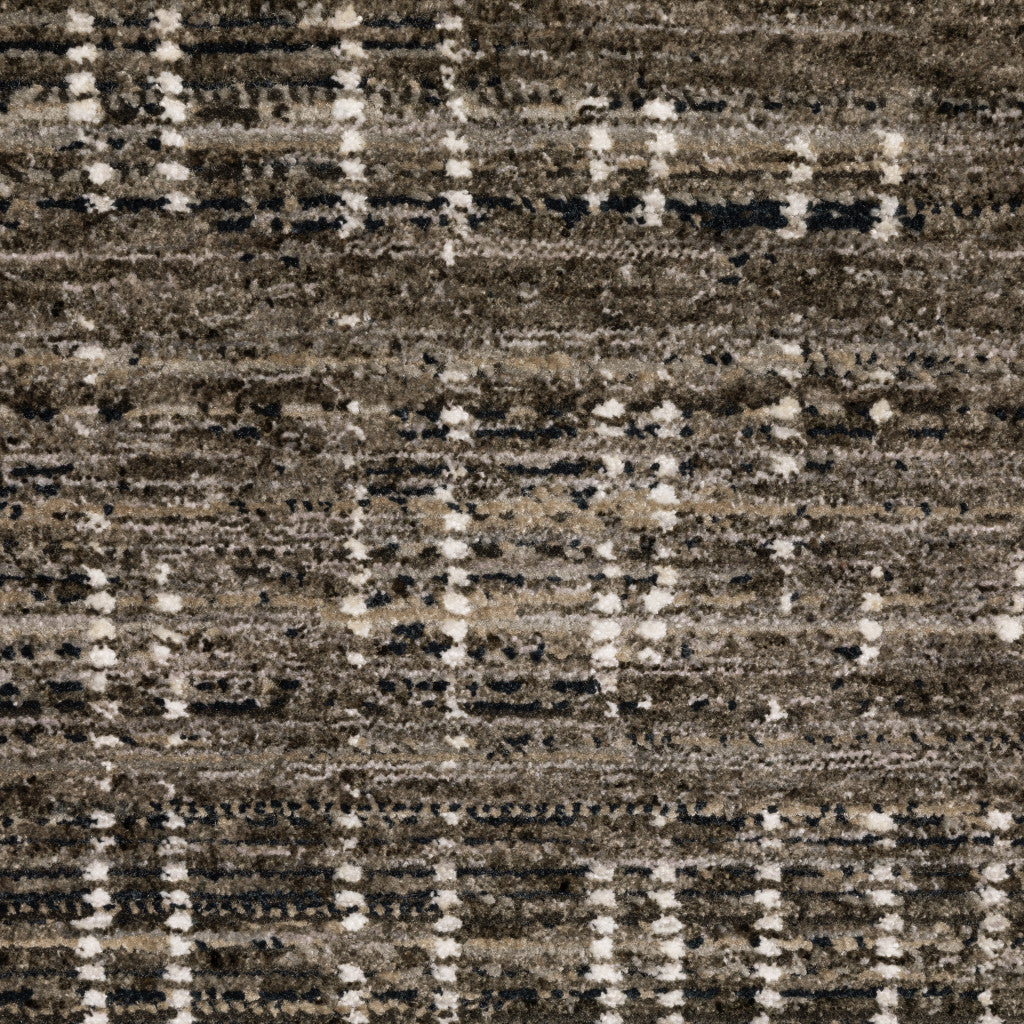 3' X 5' Charcoal Grey Grey Ivory Tan And Brown Abstract Power Loom Stain Resistant Area Rug