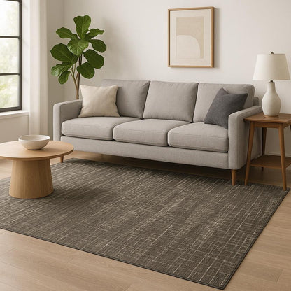 5' X 8' Charcoal Grey Grey Ivory Tan And Brown Abstract Power Loom Stain Resistant Area Rug