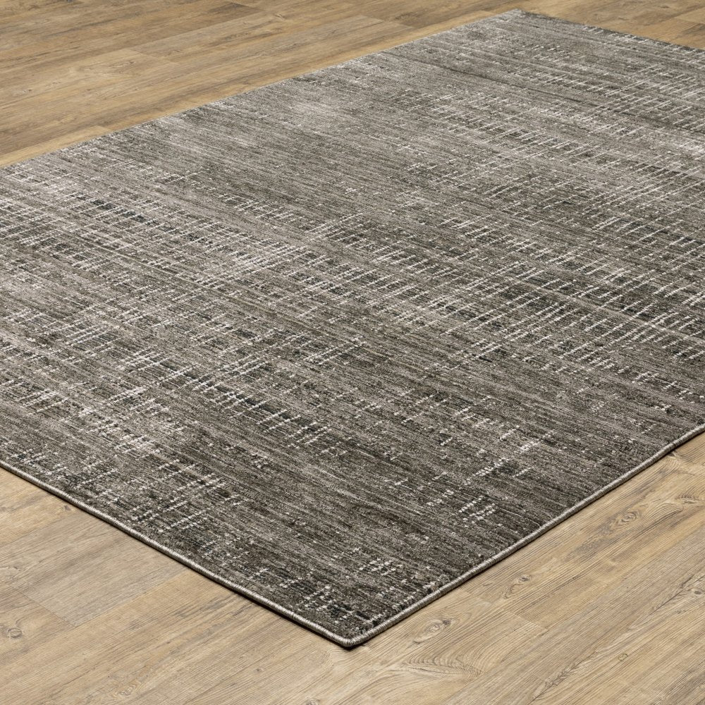 7' X 10' Charcoal And Gray Abstract Distressed Area Rug