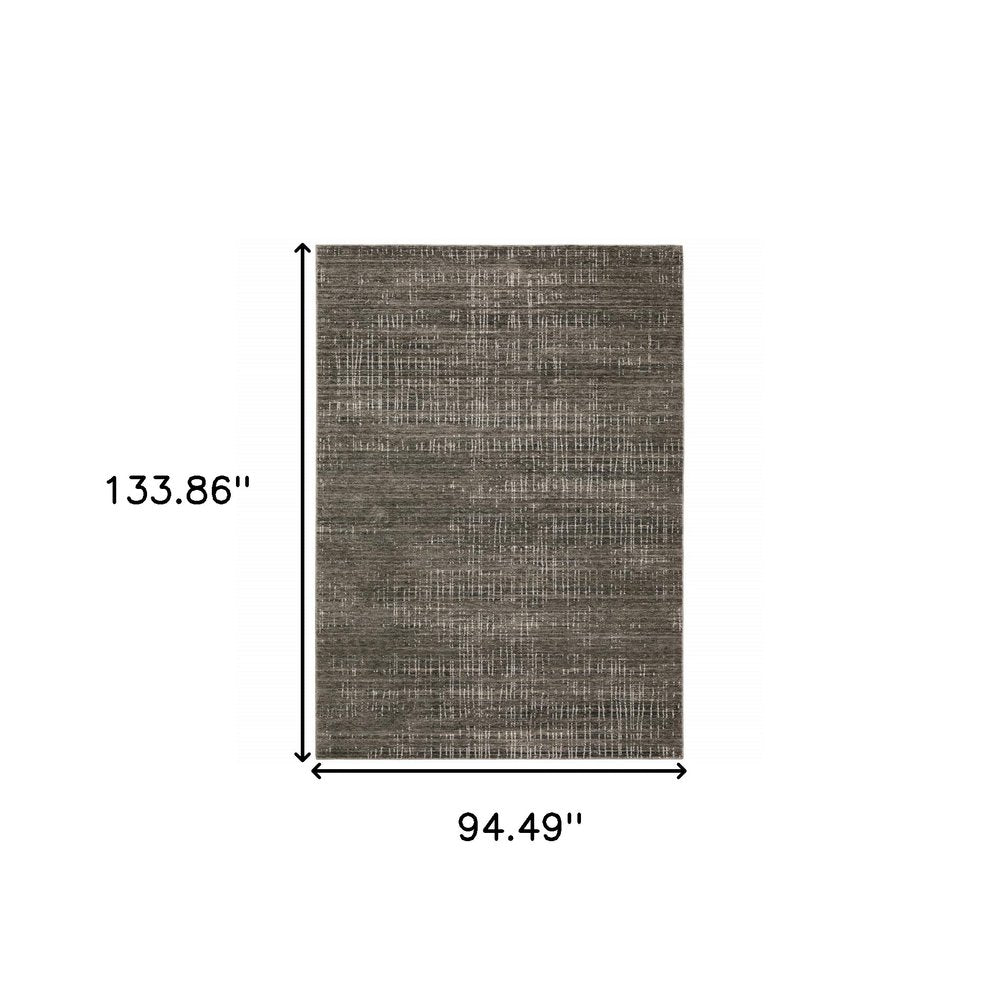 8' X 11' Charcoal And Gray Abstract Distressed Area Rug