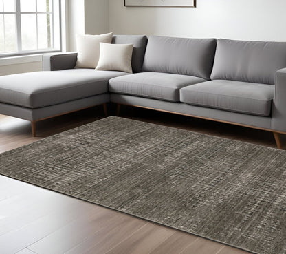 8' X 11' Charcoal And Gray Abstract Distressed Area Rug