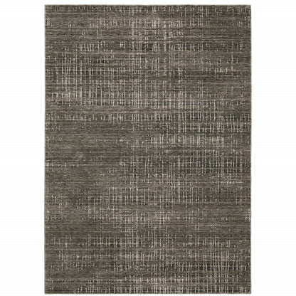 8' X 11' Charcoal And Gray Abstract Distressed Area Rug