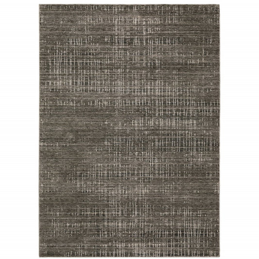 8' X 11' Charcoal And Gray Abstract Distressed Area Rug